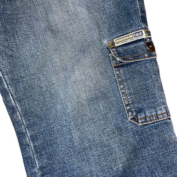 Vintage Y2K Cropped Jeans Low Rise Cargo Retro Flap Pockets - Picture 5 of 11